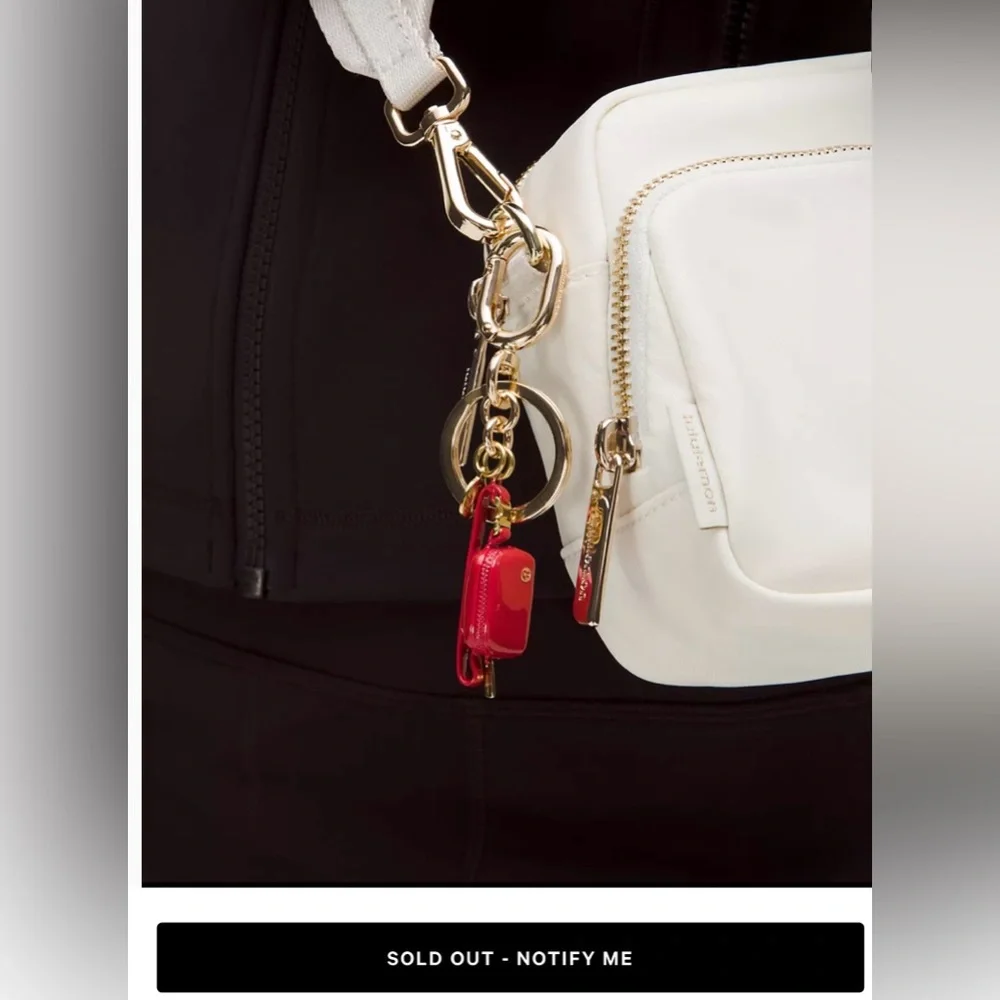 Lululemon Everywhere Belt Bag Charm Keychain, Red,Gold, NWT